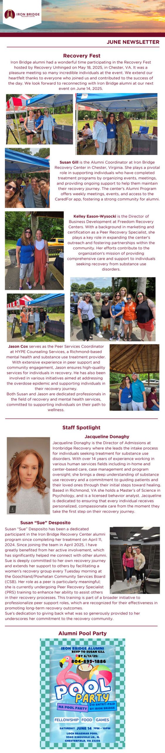 Iron Bridge Recovery Center June 2025 Alumni Newsletter