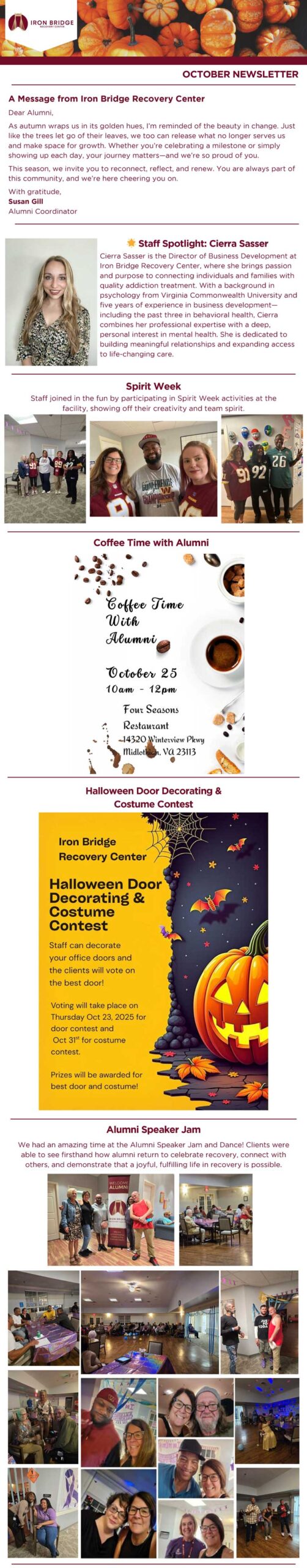 Iron Bridge Recovery Center October 2025 Alumni Newsletter