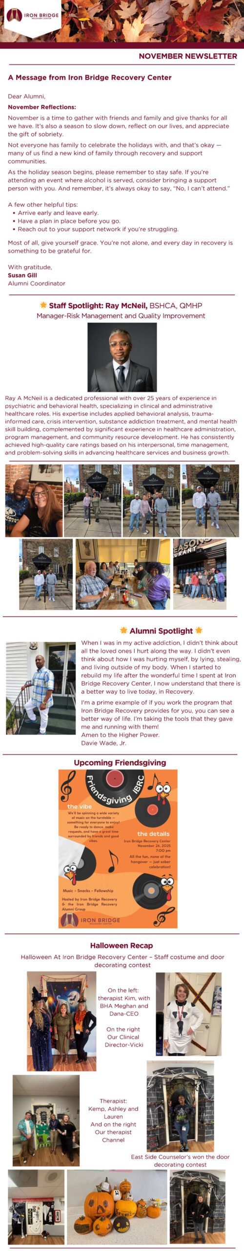 Iron Bridge Recovery Center November 2025 Alumni Newsletter